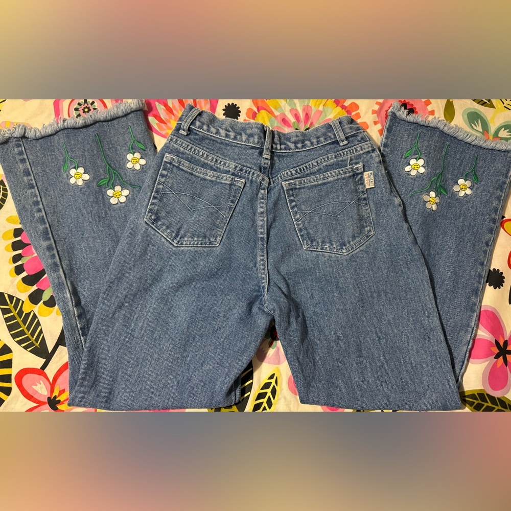 REVOLT bell bottom embroidered jeans